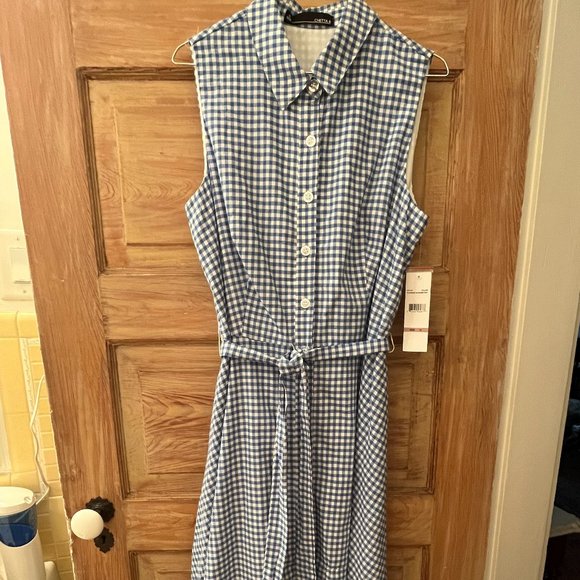 Chetta B Dresses & Skirts - NWT Chetta B Size 12 Blue and White Checked Summer Dress w Tie Belt, Fit & Flare